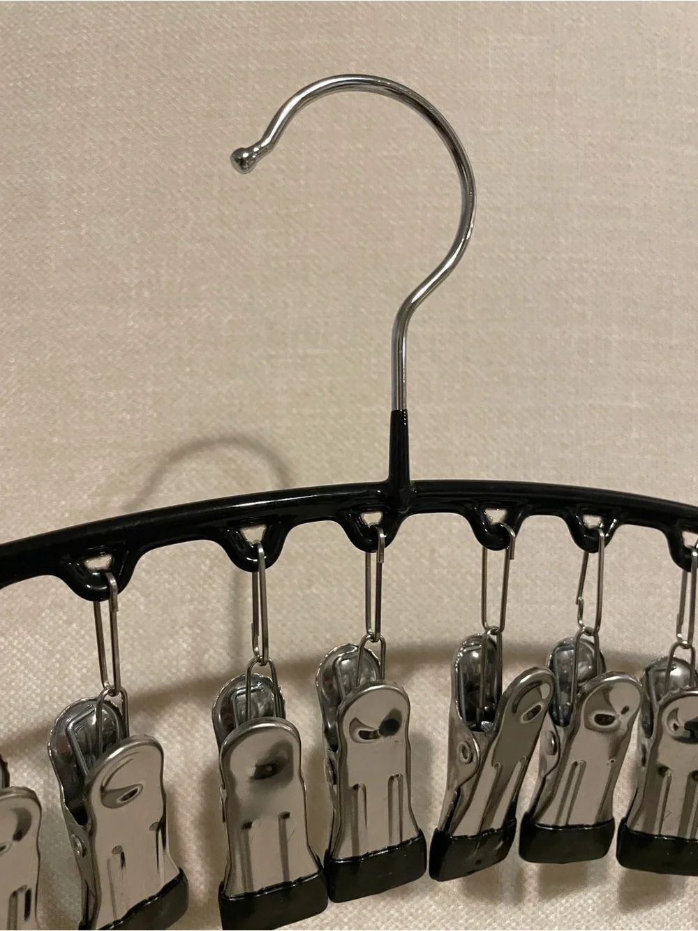 Multi-Clip Hanger with Metal Clips - Black and Silver